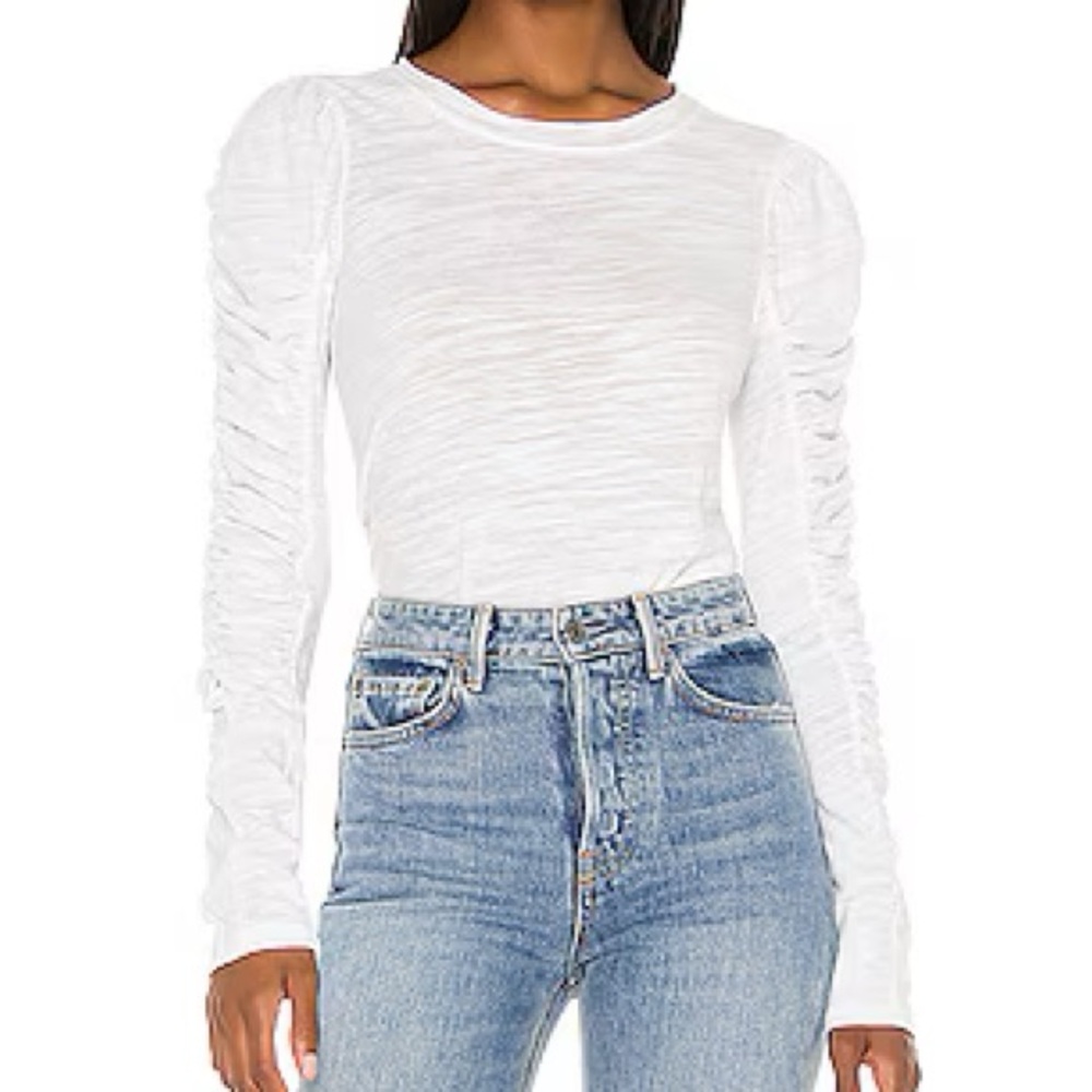 Free People White Long Sleeve Top